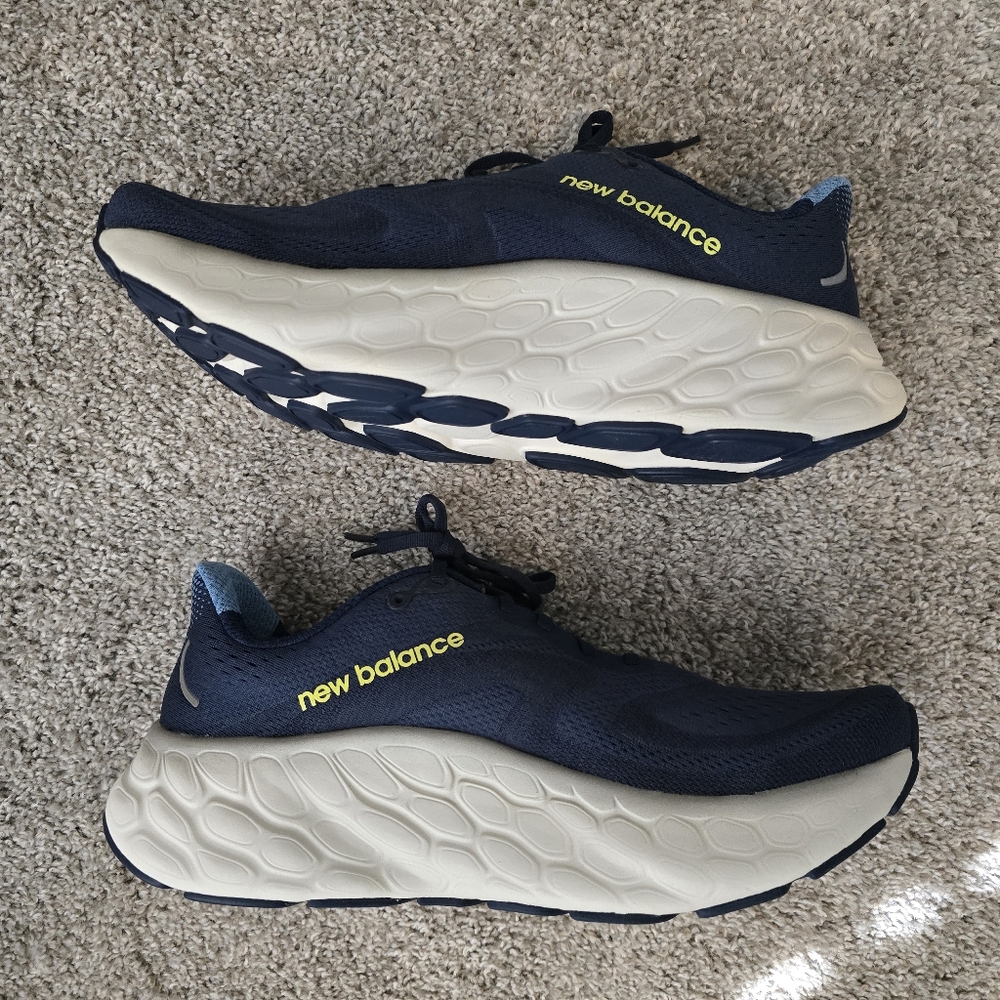 New Balance Fresh Foam X More v4 Sneakers - Navy and Lime - Picture 8 of 13